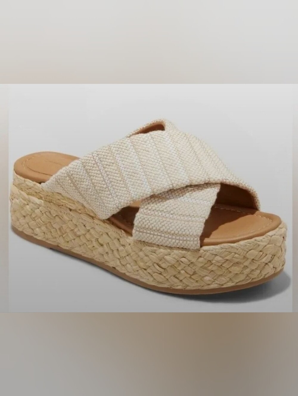 Women’s Cream Universal Thread Woven Espadrille Platform Sandal Sz 7